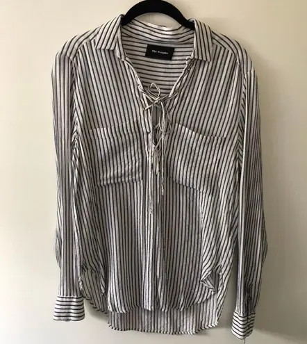 The Kooples Striped Lace Up Blouse
