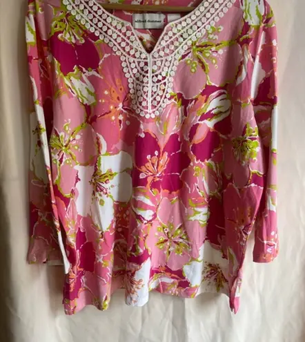 Alfred Dunner Pink Embellished Blouse with Bib Collar Size XL