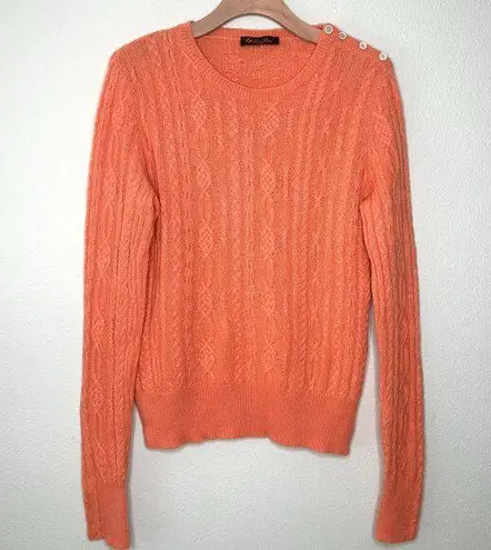 Loro Piana Cashmere Cable Knit Sweater in Tangerine Size L 48