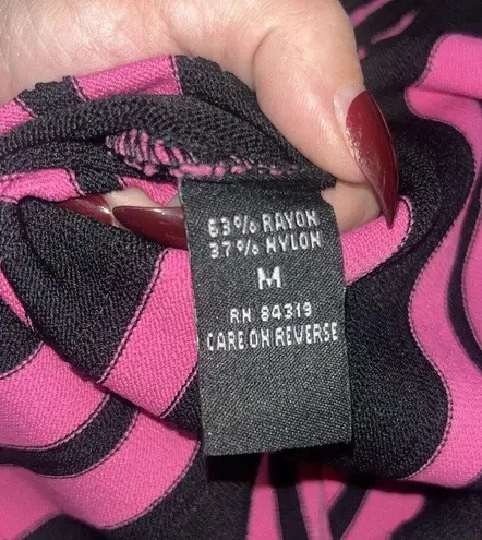 Cyrus Black Pink Mock Neck Long Sleeve Blouse M Medium Y2K