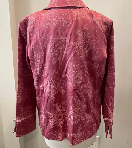 Susan Graver Womens Silk Brocade Pink Blazer Jacket Size Large