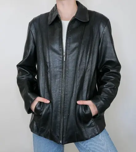 Vintage 90s Fourteen Zero Black Leather Jacket Size L