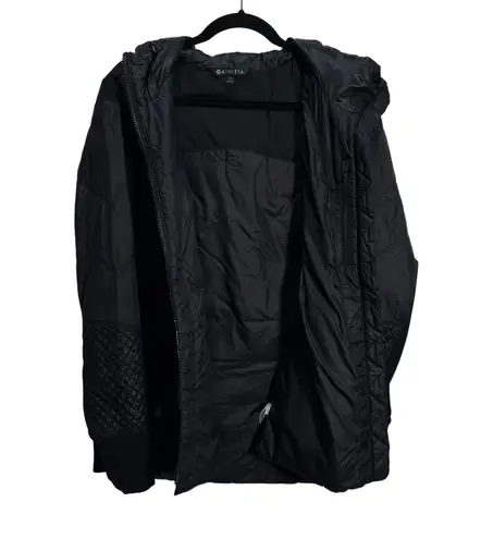 Athleta Women's Black Quilted Hooded Jacket Coat Puffer 1X Plus Size Fall Winter