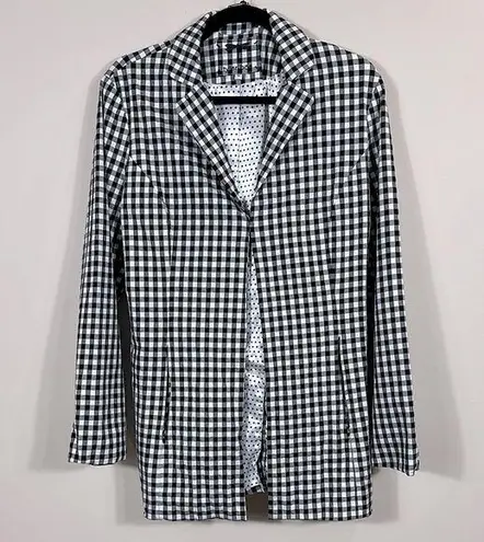 Tyler Boe Black White Gingham Buffalo Plaid Blazer Coat Polka Dot Women Size 10