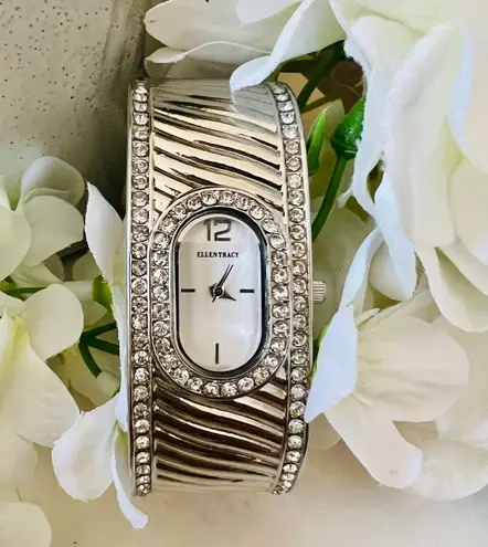 Ellen Tracy NEW Silver Cuff Watch