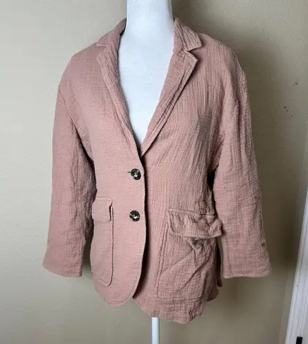 Madewell Linen Blend Gauze Neutral 2 Button Blazer Jacket Size Small