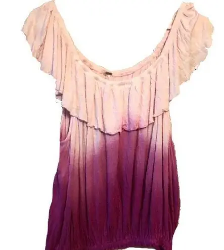 Free People Pink  Bare shoulder flutter top