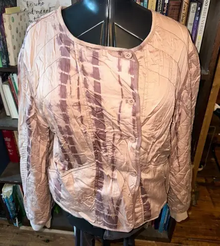 Anthropologie Marrakech tie dye L pink tan bomber jacket Size L