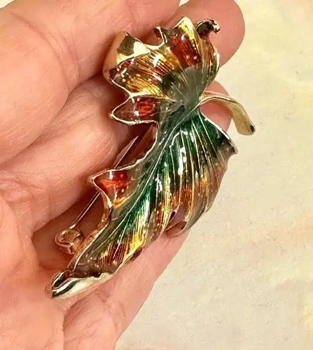 Monet  vintage leaf brooch