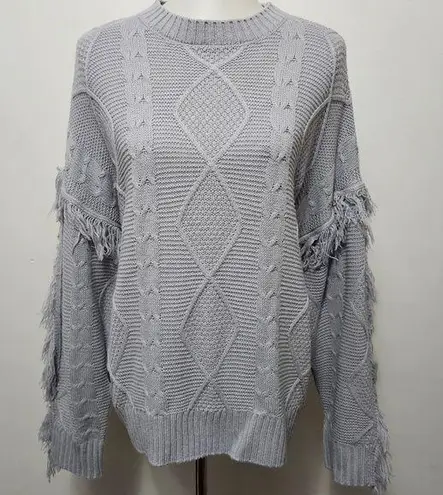 Simply Southern  Gray Cable Knit Fringe Oversized Sweater Size XL