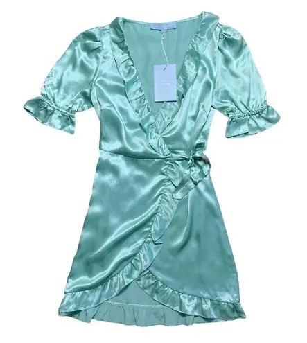 Hill House  The Nima Dress 100% Silk Mint Wrap Mini Dress | U.S. Woman’s XSmall