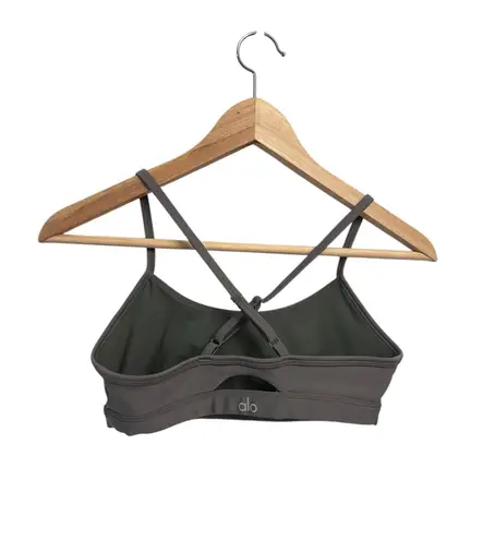 Alo Yoga Airlift Intrigue Bra Small Steel Grey Excellent Green