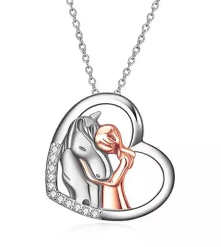 Boutique Horse Pendant Necklace Jewelry 925 Sterling Silver Heart Gifts for Women Girls