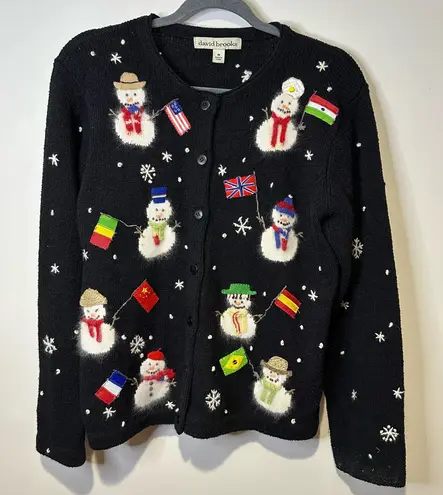 vintage david brooks snowman christmas sweater size medium Black