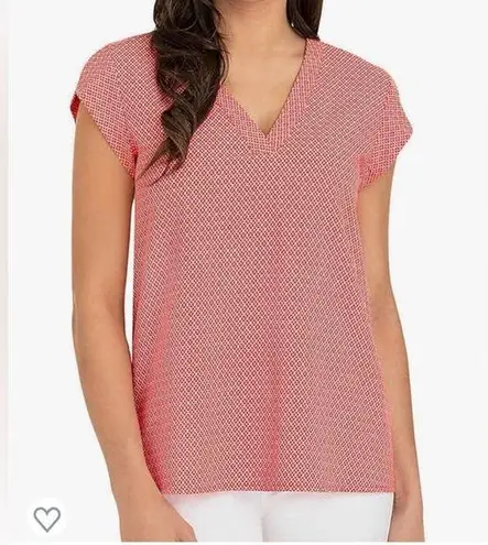 Hilary Radley New Women's V-Neck Short Sleeve Blouse Red Poppy Size XXL NWT
