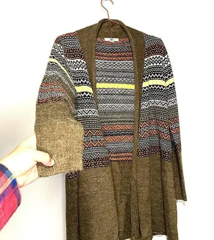 YA Los Angeles Striped Colorful Long Cotton Womens Large Cardigan