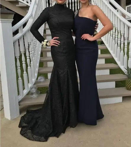 Black lace long sleeve, high neck prom dress ! Size 4