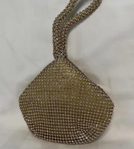 Vintage Vibe Triangle Rhinestone Evening Handbag Clutch Gold