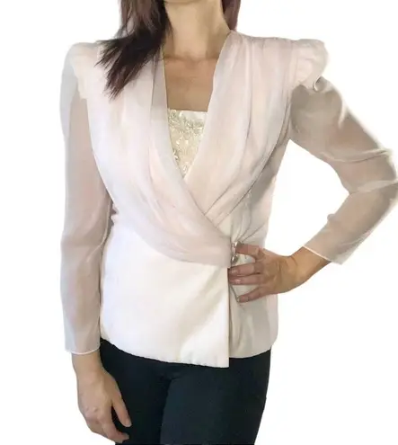 Vintage Light Pink Poof Sleeve Pearl Skirt Suit 8