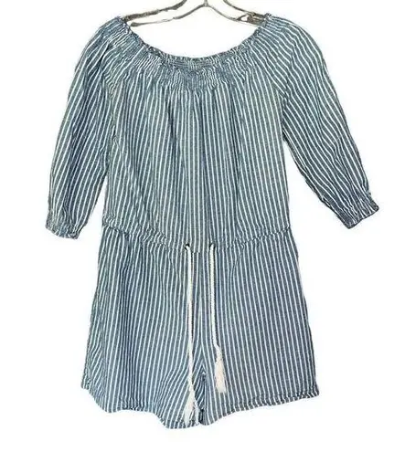 Mud Pie  navy & white striped jumpsuit shorts small