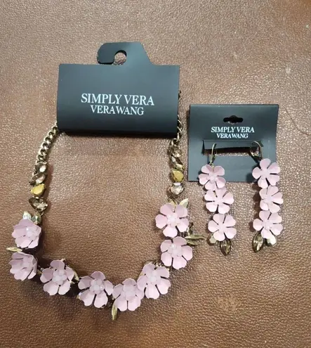 Simply Vera Wang 3D Pink Floral Statement Necklace & Earrings Set