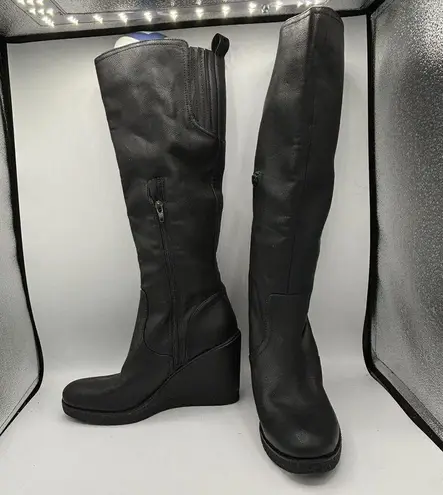 Zodiac Womens IGGY Faux Leather Knee-High Tall Wedge Boots Shoes Sz 7.5