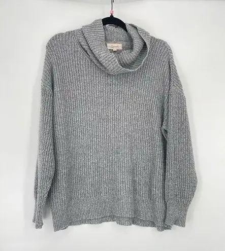 Becaal Womens Long Sleeve Waffle Knit Cowl Neck Long Sleeve Norm Core Sweater Lg Gray