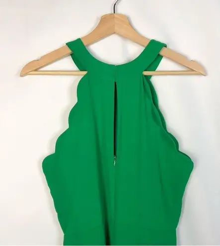 ee:some Boutique Eesome Shamrock Green Scallop Neck Wide Leg Jumpsuit S