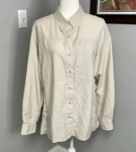 LL Bean Women's Outdoor Hiking Fishing Shirt Beige Neutral Size XL Tan