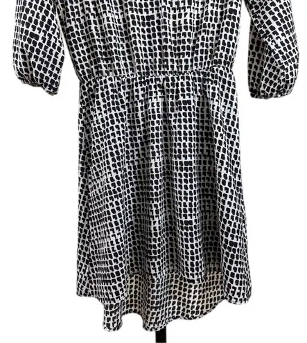 Collective Concepts Minimalist Boho Midi Dress Geometric Print 3/4 Sleeve Flattering Aesthetic XS