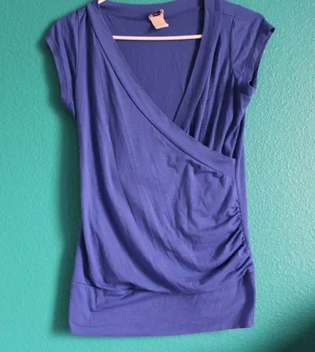 Cozy Casual vintage blue surplice blouse