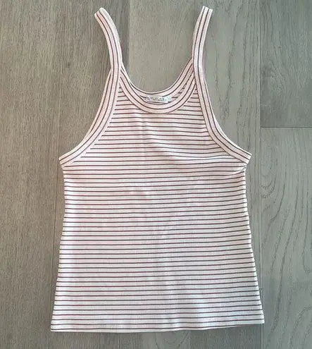 ZARA  Sleeveless Tank Top White Red Stripes Size Large