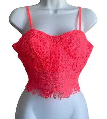 A.Peach Y2K Women Crop Corset Top L Vibrant Sweetheart Neck Coquette Flirty Retro Girly