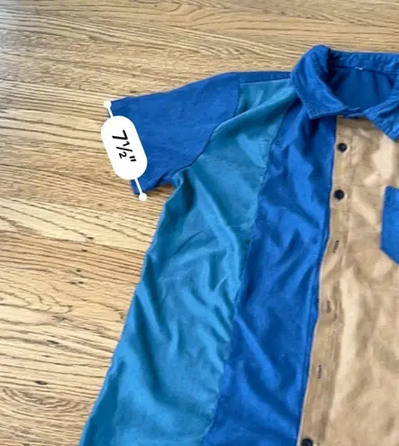 Colorblock Short Sleeve Button