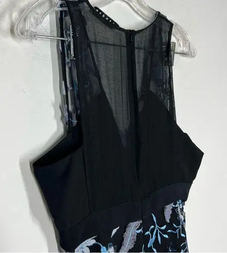 Sandro Sz 2 Floral Embroidered Midi Dress Tulle Blueshine Sleeveless