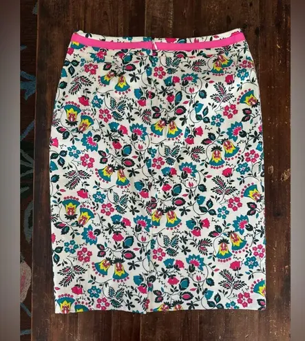 Boden Floral Pencil Skirt in Ivory Exotic Garden White Size 6