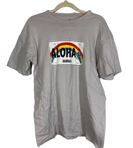 Aloha Hawaii License Plate Grey Short Sleeve T