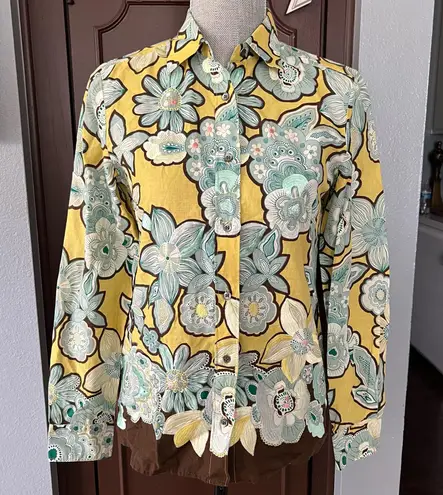 Max Mara Weekend retro floral embroidered button down shirt