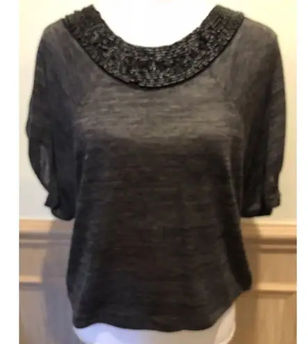 Lavish ~ Top/Blouse ~ Size Small ~ Black ~ Beaded Neckline