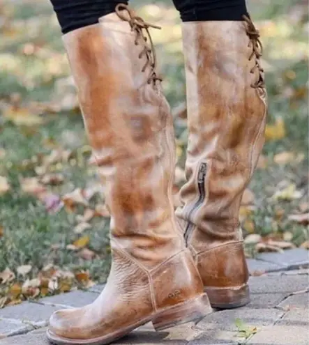 Bed Stu Manchester Cobbler Tall Leather Riding Boots Lace Back Rustic sz 7