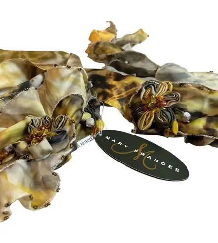 NWT VTG Mary Frances Versatile Scarf/belt 3D Multicolor Floral Beaded Tassel 60”