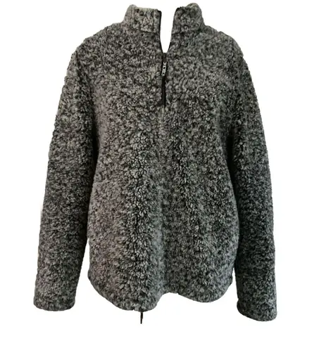 TIME AND TRU Women’s Size Medium SHERPA PULL OVER JACKET 1/4 ZIP LJKT045 Black