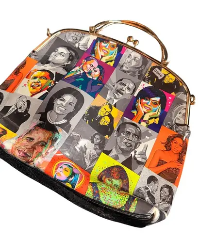 Obama handbag Colorful Pop Art Portrait Handbag With Gold Handles & Snap Closure - Image 1