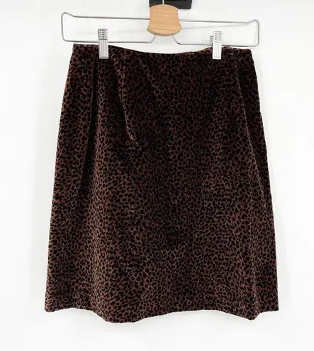 J. McLaughlin  Womens Leopard Animal Printed Velvet Mini Skirt Size 6 Brown