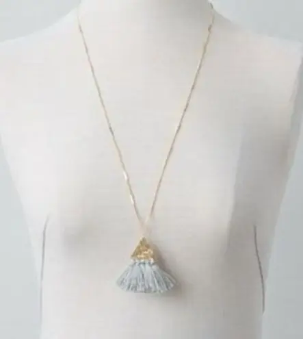 American Eagle AE Grey Tassel Pyramid Triangle Necklace