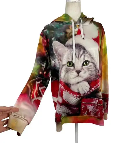Nain Santa Kitties Ugly Christmas Graphic Sweater Hoodie Size Large/XL
