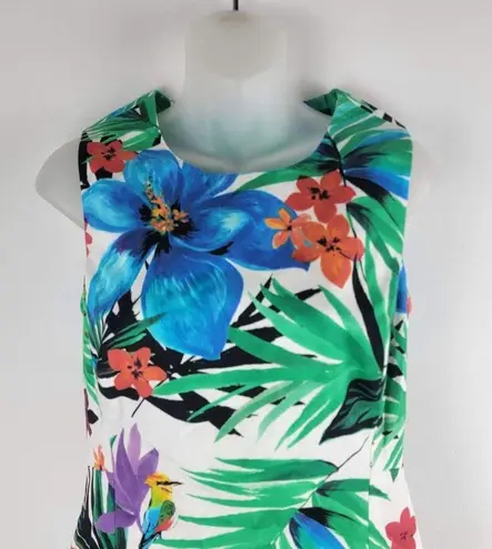 Etcetera Tropical Sleeveless Sheath Dress Back Zip Floral Lined Size 2