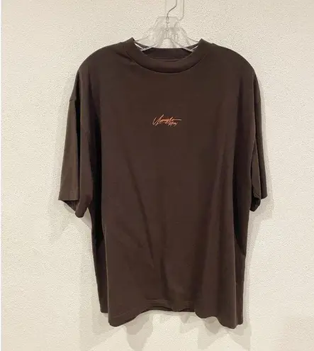 YoungLA Shirt Womens Medium Brown Bull Flames Graphic Tee Heavyweight Cotton LA