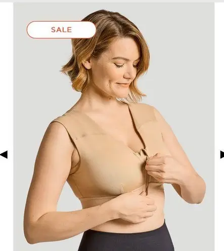 NWT Tommie Copper Zip Up Shoulder Support Bra Nude Color Size 2XL Tan