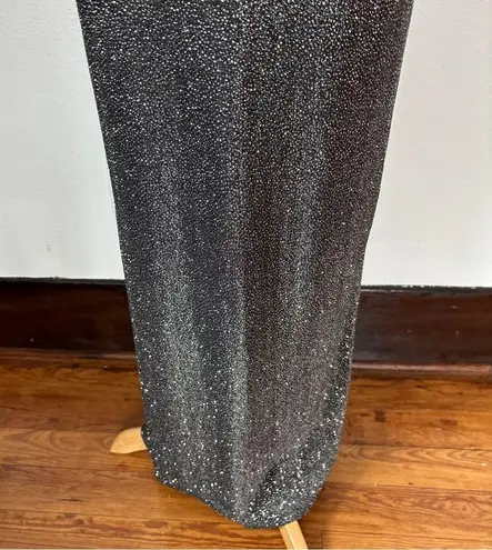 Jump Vintage 90s Black + Silver Glitter Full Length Sleeveless Prom Dress
